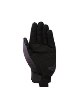 Alpinestars Reef V2 Gloves, short-cuff motorcycle gloves, Mid Gray Black White, palm-side view featuring synthetic suede with padded reinforcement and a secure hook-and-loop wrist closure.