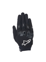 Alpinestars SP X 3 Gloves, men's motorcycle racing gloves in black and white with TPU knuckle protection and mesh panels.