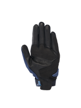 Alpinestars SP X 3 Gloves for road racing, featuring a perforated black leather palm with dark blue accents.