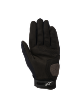 Alpinestars Megawatt V2 Gloves, Motocross and Enduro Gloves, Black, palm view featuring reinforced thumb and palm areas, perforated details for airflow, and a velcro wrist closure with the Alpinestars logo.