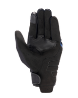 Alpinestars FQ20 Copper Gloves, Urban Motorcycle Gloves, Black, palm view featuring synthetic suede material, textured grip reinforcement patch, mesh paneling on the thumb, and a hook and loop wrist closure.