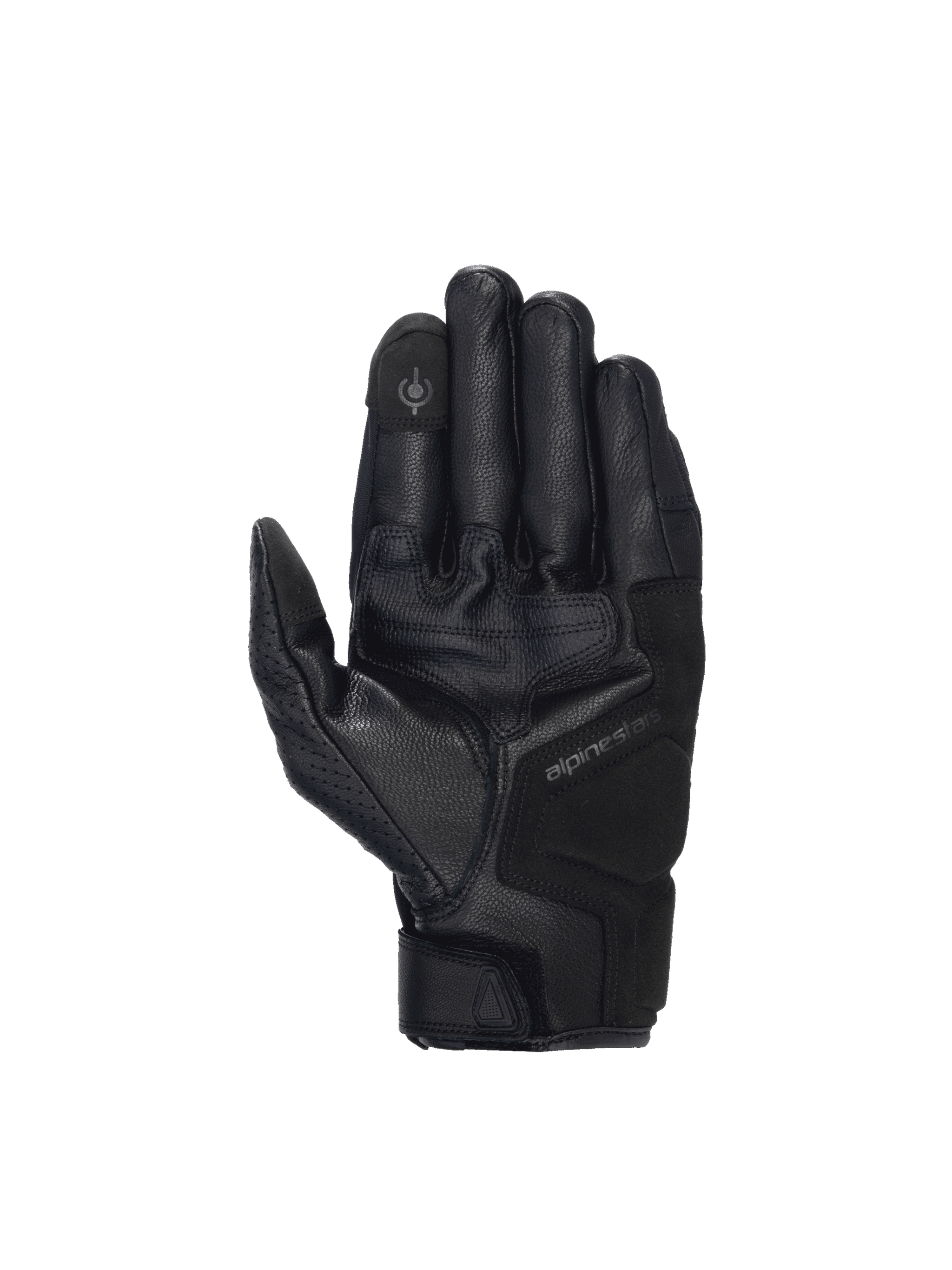 Alpinestars Celer V3 Gloves, black goat leather motorcycle road riding gloves with touchscreen index finger.