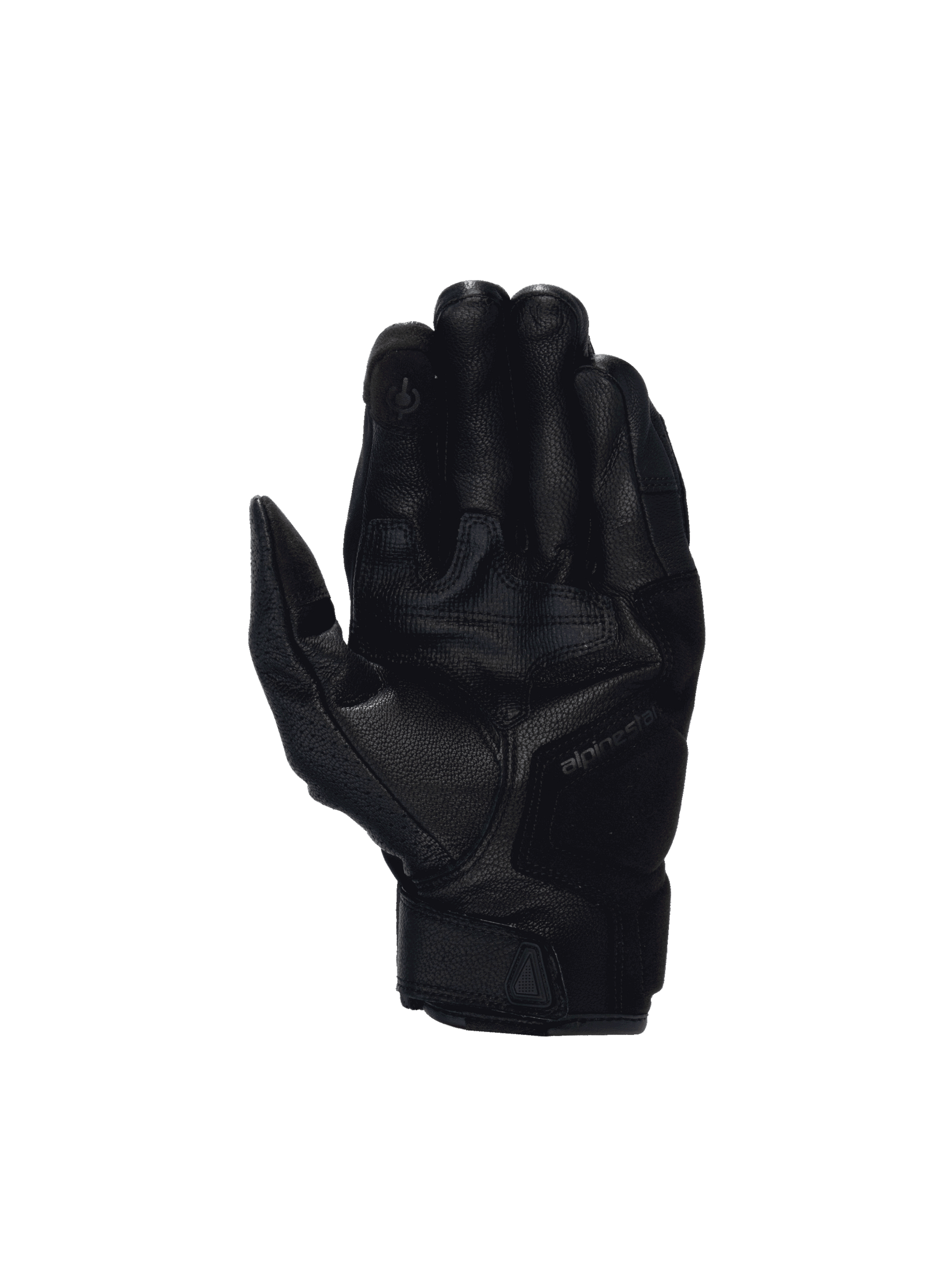 Alpinestars Celer V3 Gloves, black goat leather motorcycle road riding gloves featuring reinforced palm and touchscreen tip.