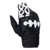Alpinestars Celer V3 short cuff road gloves, black and white goat leather with segmented knuckle protection.