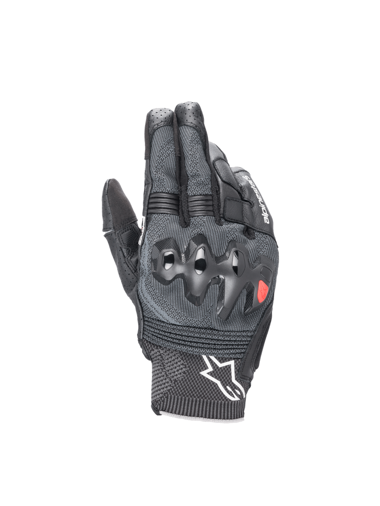 Alpinestars Morph Sport Gloves, black and gray motorcycle racing gloves with MorphTech Weave and impact knuckle protection.