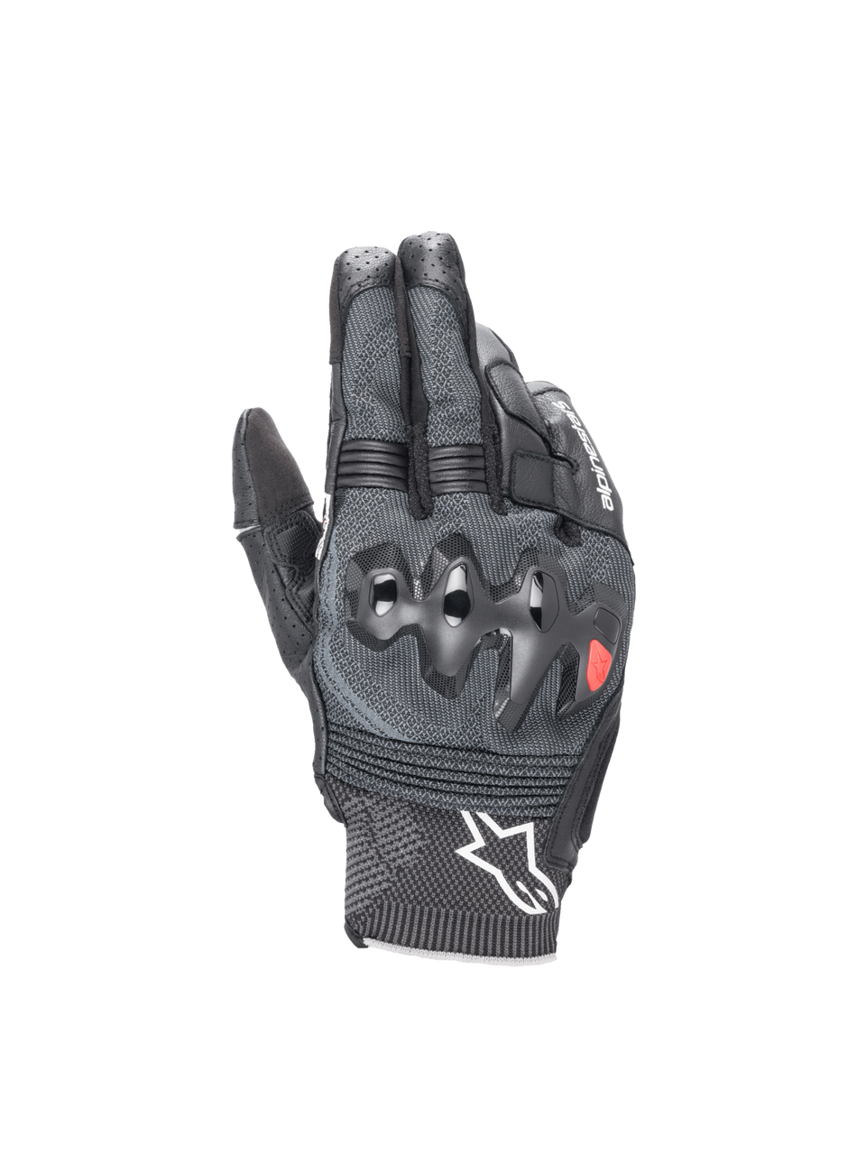 Alpinestars Morph Sport Gloves, black and gray motorcycle racing gloves with MorphTech Weave and impact knuckle protection.