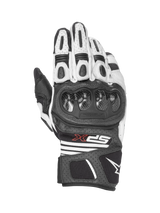 Alpinestars SPX AC V2 Gloves, short-cuff motorcycle riding gloves, Black and White, CE certified with carbon knuckle protection and leather mesh construction