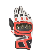 Alpinestars SPX AC V2 Gloves, Motorcycle Riding Gloves, White, Red, and Black, CE certified with carbon knuckle protection and leather mesh construction