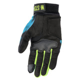Alpinestars X Diesel AS-DSL Shotaro urban motorcycle glove in black, turquoise, and yellow fluo with synthetic suede palm.