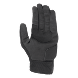 Alpinestars Stated Air Gloves, Black, palm view showing soft synthetic suede texture, reinforced palm with zigzag stitching for grip, padded heel protection, and a ribbed elastic cuff