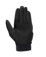 Alpinestars Stated Air Gloves, Motorcycle Gloves, Black, palm view featuring synthetic suede construction, reinforced palm patch with zigzag stitching, and ribbed elastic wrist cuff, urban summer riding gear