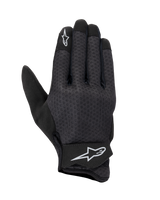 Alpinestars Stated Air Gloves, Motorcycle Gloves, Black, mesh backhand for maximum ventilation, white star logos on index finger and wrist strap, adjustable Velcro closure, lightweight synthetic material, streamlined urban design