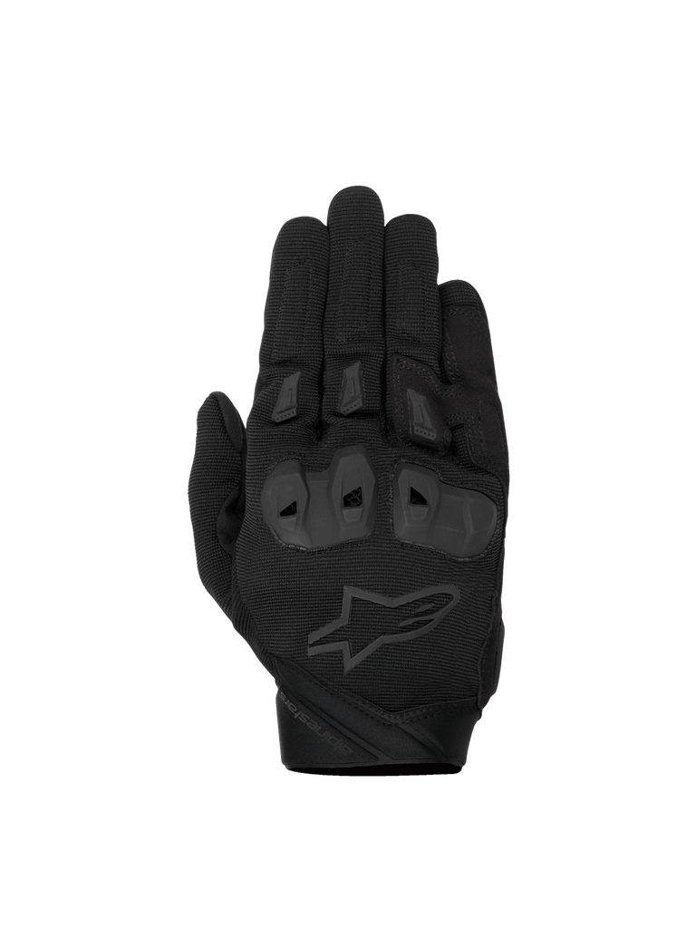 Alpinestars SP X 1 Gloves, black men's motorcycle racing gloves with TPR knuckle protection and CE certified textile.