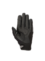 Alpinestars SMX-1 Air V2 motorcycle gloves in black leather with a reinforced palm and mesh thumb for urban riding.
