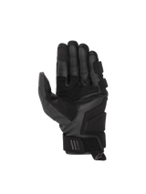 Alpinestars Phenom Leather Air Gloves, black goat leather motorcycle sport gloves, palm view with reinforced landing zones.