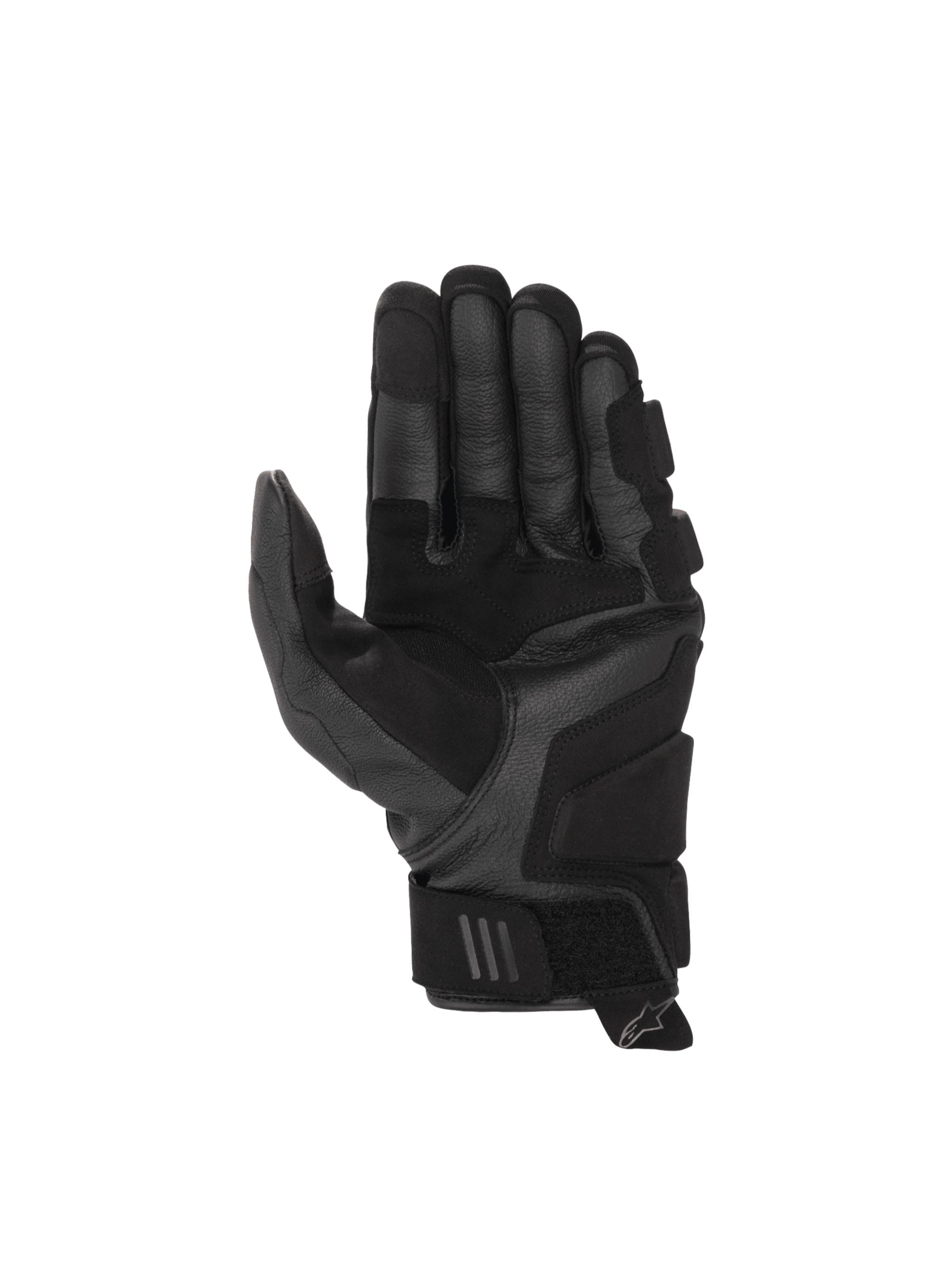 Alpinestars Phenom Leather Air Gloves, black goat leather motorcycle sport gloves, palm view with reinforced landing zones.