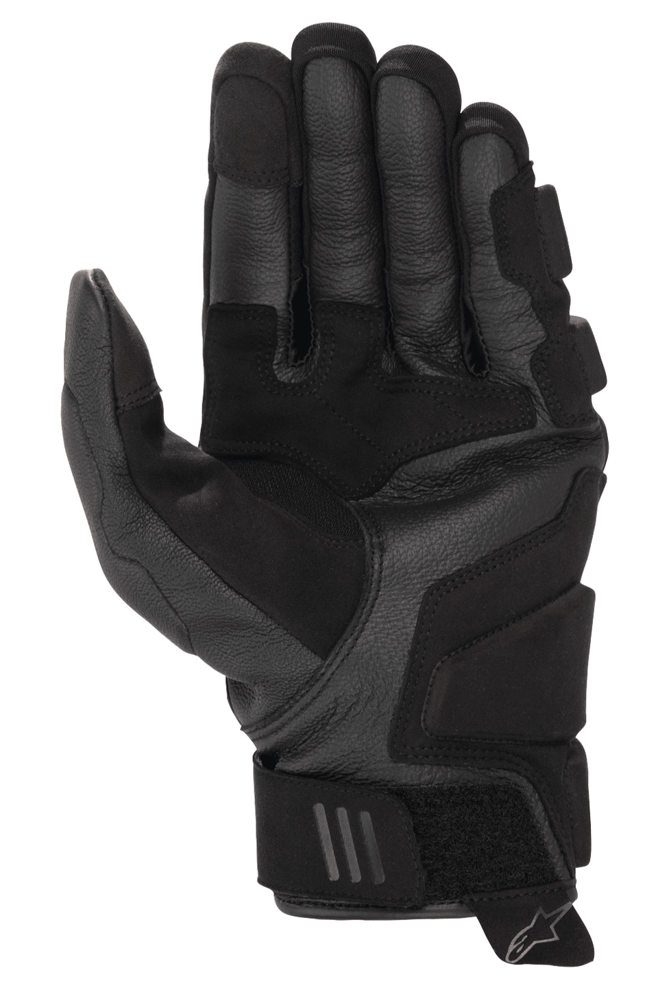 Alpinestars Phenom Leather Air Gloves, Motorcycle Gloves, Black, palm view featuring premium goat leather construction, reinforced padding, and adjustable wrist strap with branding