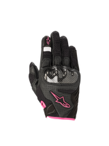 Alpinestars Stella SMX-1 Air V2 Women's Motorcycle Gloves, black and fuchsia leather mesh with hard knuckle protection.