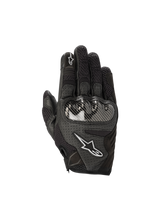 Black Alpinestars Stella SMX1-Air V2 women's motorcycle gloves with perforated leather and hard knuckle protection.