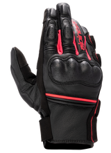 Alpinestars Stella Phenom Leather Air Glove, Women's Motorcycle Glove, Black and Diva Pink, hard knuckle protector, perforated leather construction, short cuff with Alpinestars branding, sport performance riding gear