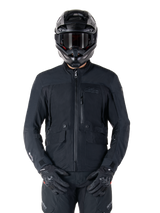 Alpinestars St-7 Prime GORE-TEX Jacket, Black Motorcycle Touring Jacket, Waterproof and Breathable, Front Zipper, Multiple Pockets, Worn with Matching Helmet and Gloves, Premium Protection for All-Weather Riding