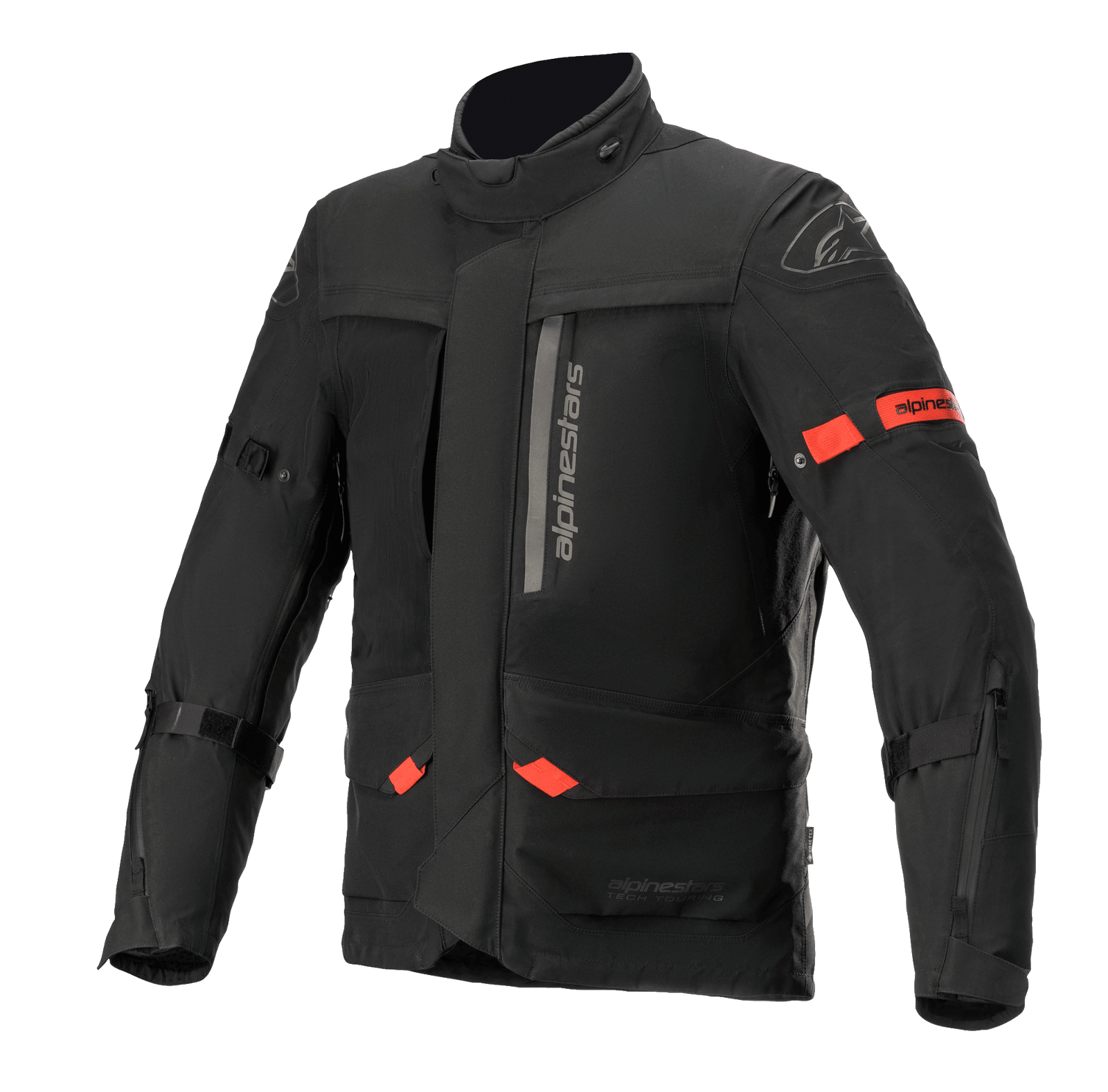 Alpinestars Altamira GORE-TEX Jacket, Men's Adventure Touring Motorcycle Jacket, Black and Bright Red, waterproof textile.