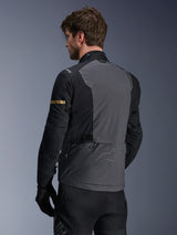 Alpinestars ST-7 2L GORE-TEX Jacket, Motorcycle Jacket, Deep Gray Black and Dark Khaki, rear view showing large gray back panel with subtle branding, black sleeves with gold-toned khaki accents, adventure-ready waterproof textile design