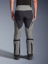 Alpinestars Nazca 3L GORE-TEX PRO Pants, Adventure Motorcycle Pants, Dark Gray and Black, back view, featuring zippered exhaust vents on thighs, calf volume adjusters, and reinforced seat panels, designed for extreme all-terrain riding.