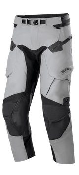 Alpinestars Boulder 3L GORE-TEX Pants - Short Length, Adventure Touring Motorcycle Pants, Dark Gray and Black, featuring reinforced knee panels, adjustable waist belt with buckle, waterproof zippers, and ergonomic pockets, durable construction for extreme weather