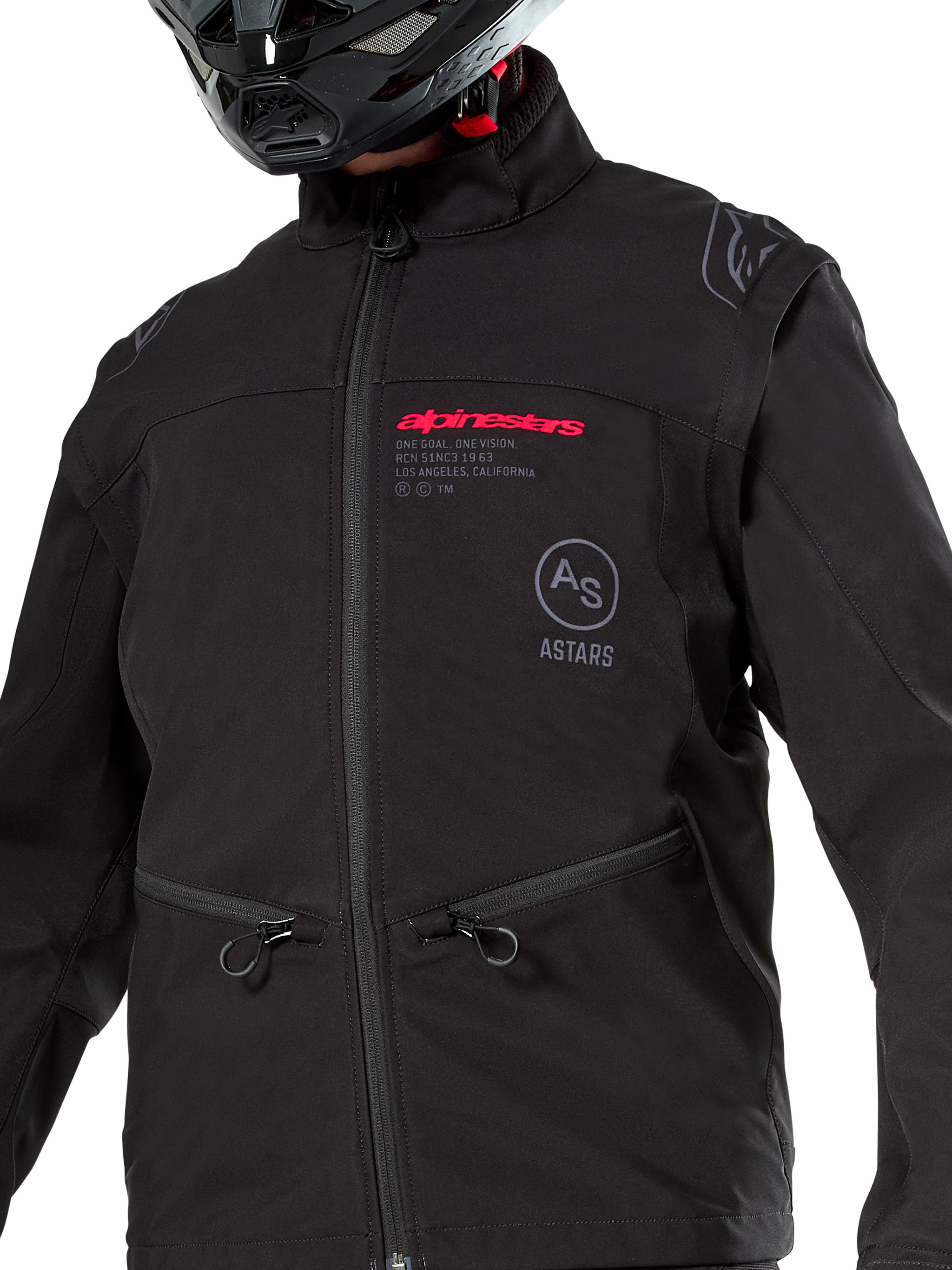Alpinestars Lite-Dura Softshell Jacket, Black, windproof off-road enduro jacket, modular design with detachable sleeves and fleece lining, minimalist technical style