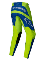 Alpinestars 2025 Fluid Haul Pants, men's motocross off-road pants, Yellow Fluo and Blue with black knee details, featuring a 600D polyfabric construction and stretch corduroy panels, rear view