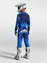 Alpinestars Techstar Swan Pants, blue and white men's motocross pants shown from the rear with a race fit.
