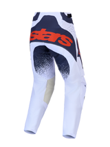Alpinestars Techstar Swan Motocross Pants in light lilac and dark gray, showing the rear with a bold red fluo logo.