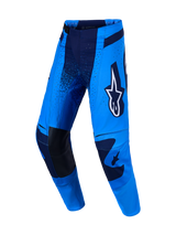 Alpinestars Techstar Swan Pants, professional motocross racing pants in blue and deep blue with reinforced leather knees.