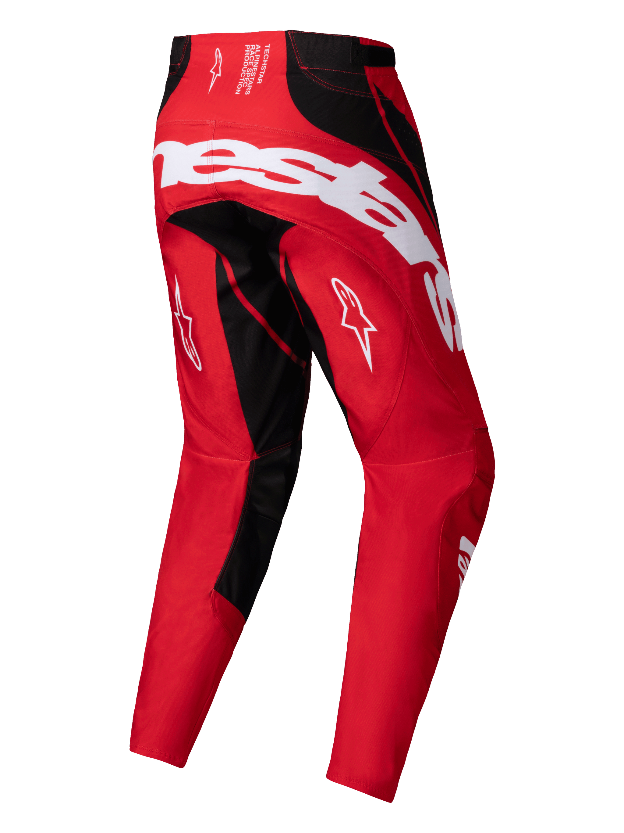Alpinestars 2025 Techstar Dreem Pants, Men's Motocross Off-Road Pants, Bright Red and Black, rear view showing stretch ripstop construction and durable 600D polyfabric
