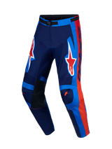 Alpinestars Racer Hunt Pants, Men's Motocross Pants in Strong Blue and Fire Red with 600D polyfabric and pre-curved legs.
