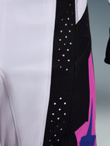 Alpinestars 2026 Techstar Knif Pants, Motocross Pants, Black Light Gray and Purple, close-up detail showing laser-cut perforations on the black side panel for ventilation, durable ripstop fabric construction