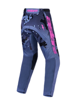 Alpinestars Racer Lone Pants and Gear Set, Men's Motocross Pants, Gray Camo and Purple, durable polyfabric, rear view.