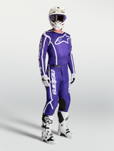 Alpinestars Fluid Apex V2 Pants, men's motocross gear in Deep Blue and White with an ergonomic 3D fit for off-road riding.