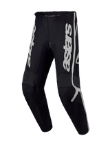 Alpinestars Fluid Apex V2 Pants, Black and Silver Motocross Gear, durable polyfabric with ergonomic pre-curved design.