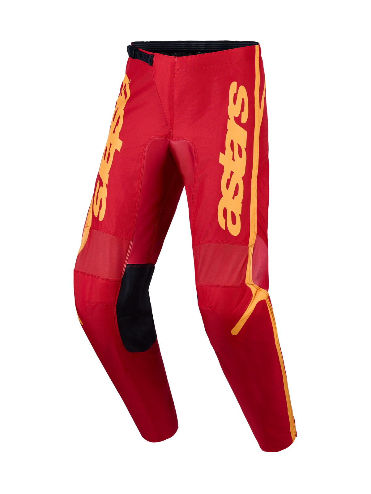 Alpinestars Fluid Apex V2 Pants, Men's Motocross Pants, Fire Red and Gold, lightweight polyfabric with 600D reinforcements.