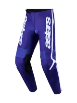 Alpinestars Fluid Apex V2 Pants, Men's Motocross Gear, Deep Blue and White, durable 600D polyfabric with reinforced knees.