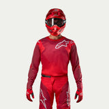Alpinestars 2024 Racer Hoen Jersey, Motocross Gear, Man, Mars Red and Burgundy, moisture-wicking fabric with white star logo.