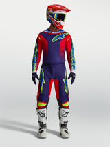 Alpinestars Fluid Drag Pants AND 2027 Fluid Drag Gear Set, Men's Motocross Outfit in Blue Navy and Fire Red with white boots.