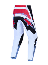 Alpinestars Fluid Drag Pants, Motocross Racing Pants in White and Black with Red Accents, Durable 600D Polyfabric, Rear View.