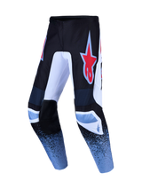 Alpinestars Fluid Drag Pants, Men's Motocross Pants, Black and Light Blue, durable polyfabric with ergonomic pre-curved fit.