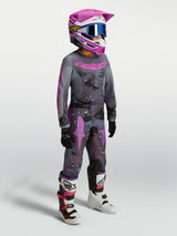 Alpinestars 2027 Youth Fluid Lone Jersey, Motocross Racing, Youth, Gray Camo and Purple, ergonomic moisture-wicking fabric.