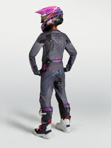 Alpinestars Youth Fluid Lone Pants in Gray Camo Purple, textile motocross racing gear for young off-road riders.