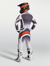 Alpinestars Techstar Swan Jersey AND Gear Set, men's motocross racing outfit in dark gray and red fluo.