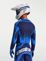 Alpinestars Techstar Swan Jersey, Blue and Deep Blue Motocross Gear for men with breathable laser-cut perforations.